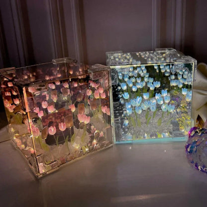 DIY Infinite Mirror Tulip lamp With LED 3D Flower Light